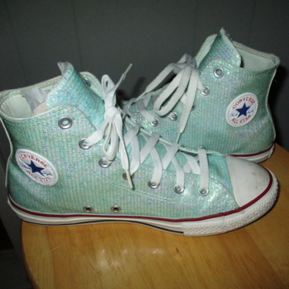 CONVERSE Green Glitter Hi-Top Sneakers